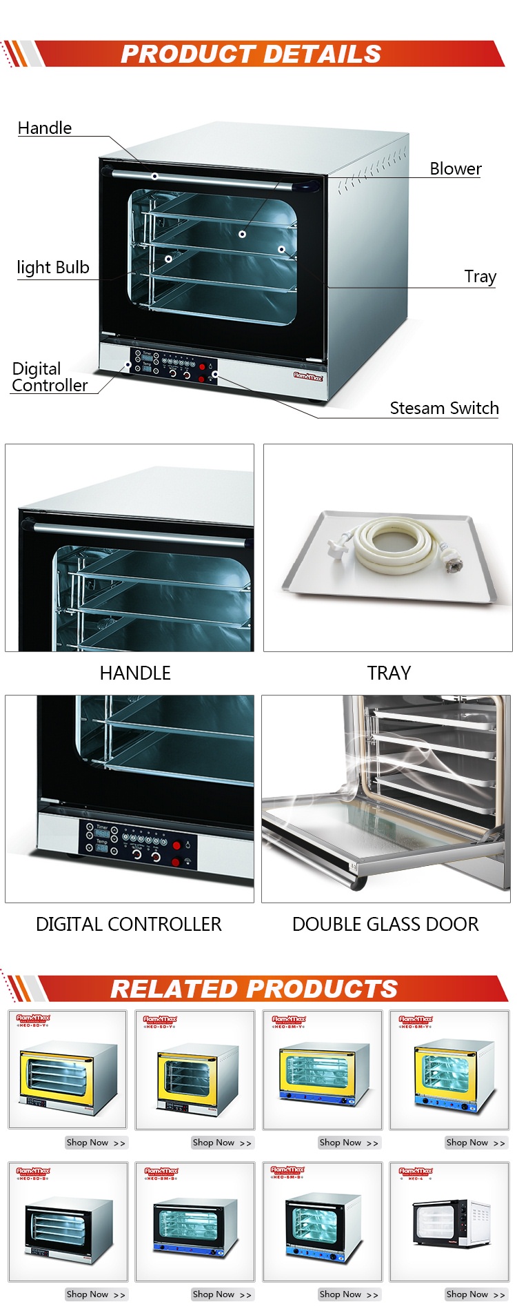 Table Top Convection Oven HEO-6D-B - Foshan Nanhai Flamemax Catering Equipment Manufacturer 1