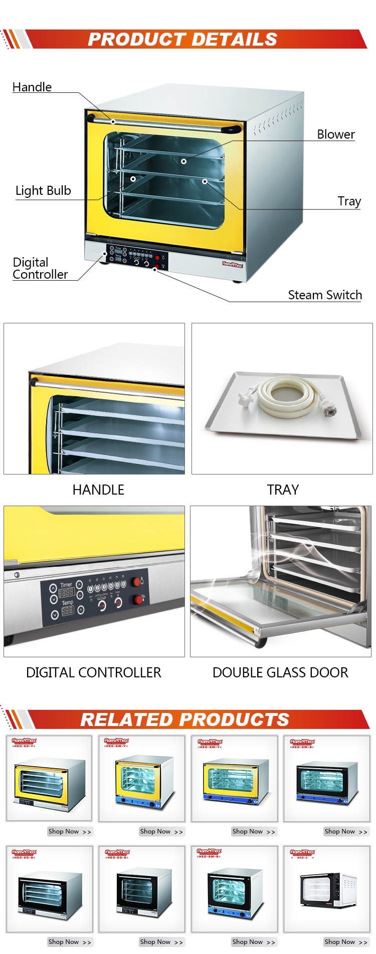 Table Top Convection Oven HEO-6D-Y - Foshan Nanhai Flamemax Catering Equipment Manufacturer 1