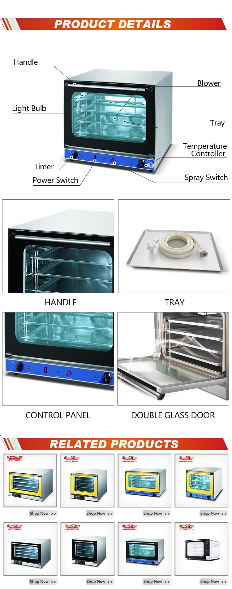 Horno de convección de sobremesa HEO-6M-B - Foshan Nanhai Flamemax Catering Equipment Manufacturer 1
