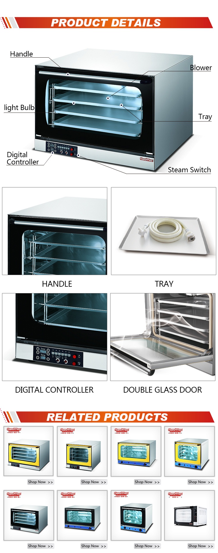 Forno a convezione da tavolo HEO-8D-B - Foshan Nanhai Flamemax Catering Equipment Manufacturer 1