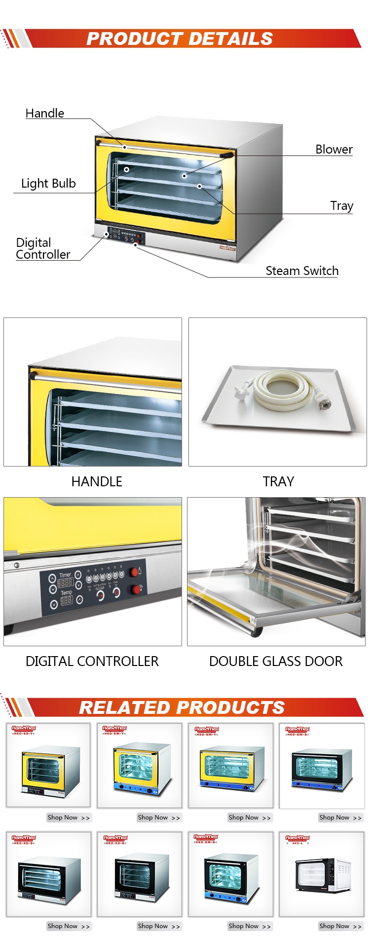 Table Top Convection Oven HEO-8D-Y - Foshan Nanhai Flamemax Catering Equipment Manufacturer 1