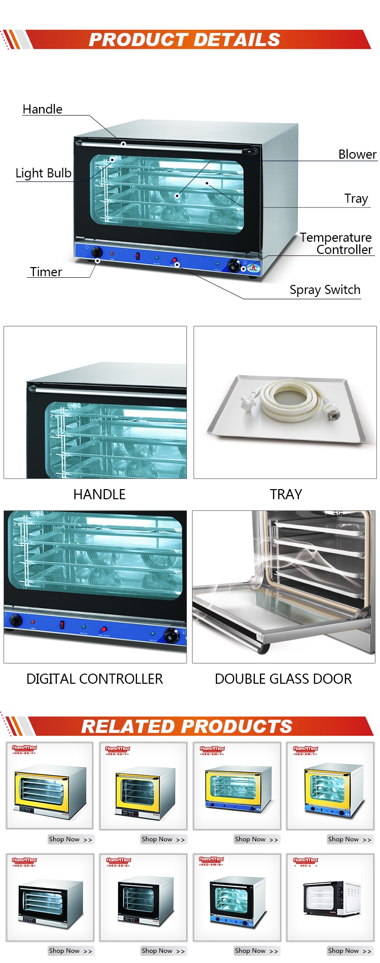 Forno a convezione da tavolo HEO-8M-B - Foshan Nanhai Flamemax Catering Equipment Manufacturer 1